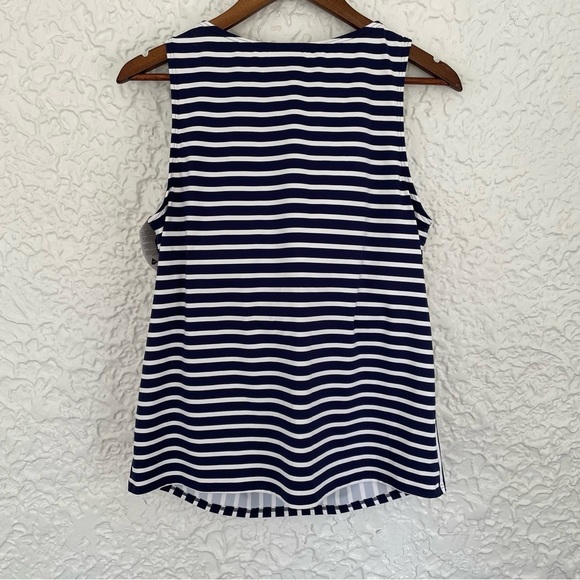 NWT Lands' End High Neck Tankini Deep Sea Mixed Diagonal Stripe Padded Size 14 - Picture 5 of 9
